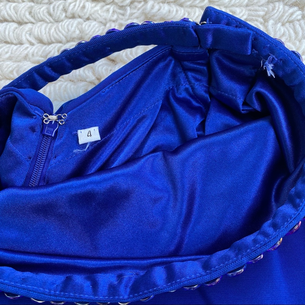 SHERRI HILL blue embellished two-piece formal dress crop top with maxi skirt 4 - Picture 15 of 16